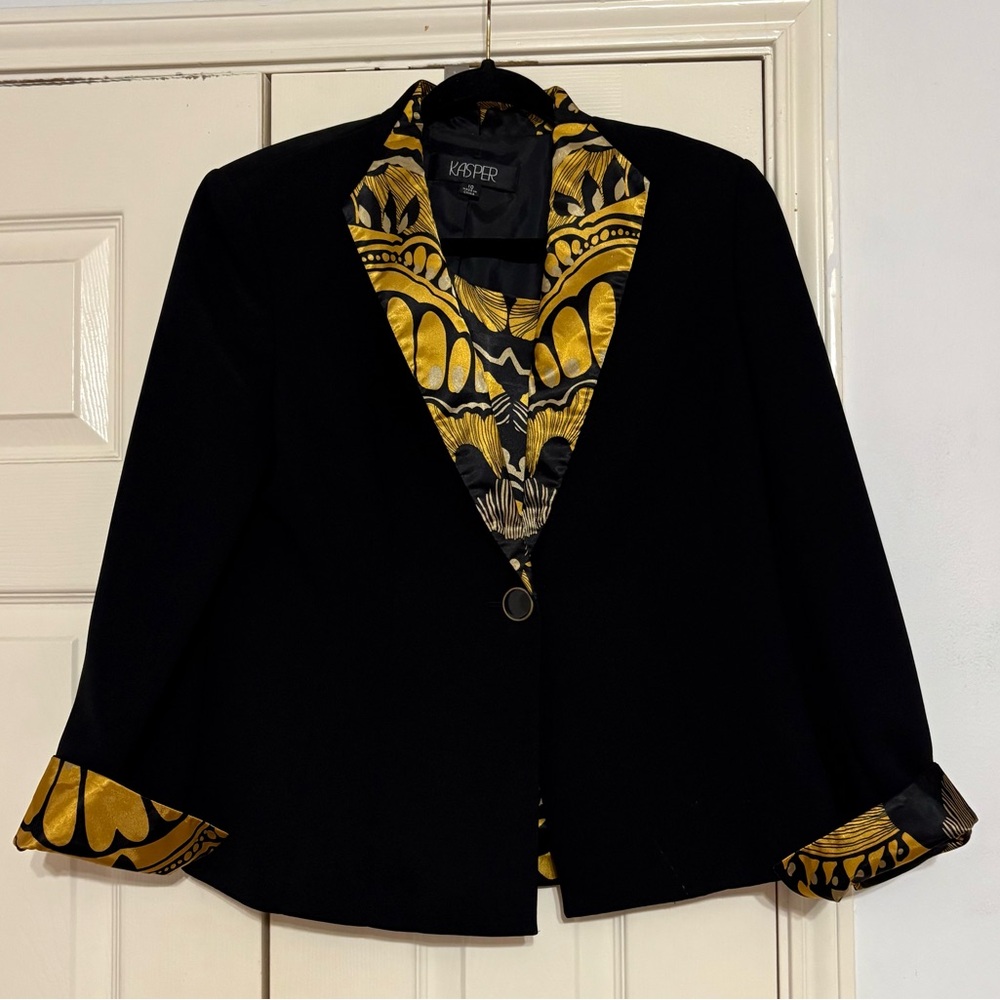 Kasper Women's Black Blazer with Gold Accents with matching sleeveless tank